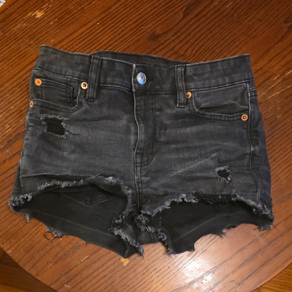 American Eagle Outfitters Black Distressed Jean Shorts